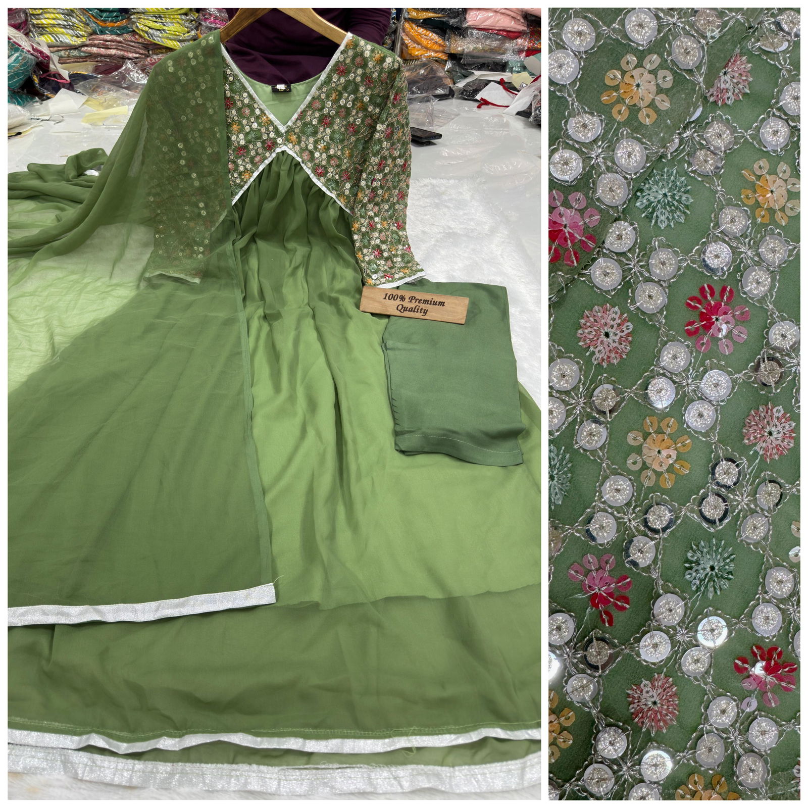 Output By Tdg Alia Cut Embroidery Kurti With Bottom Dupatta Orders in India
